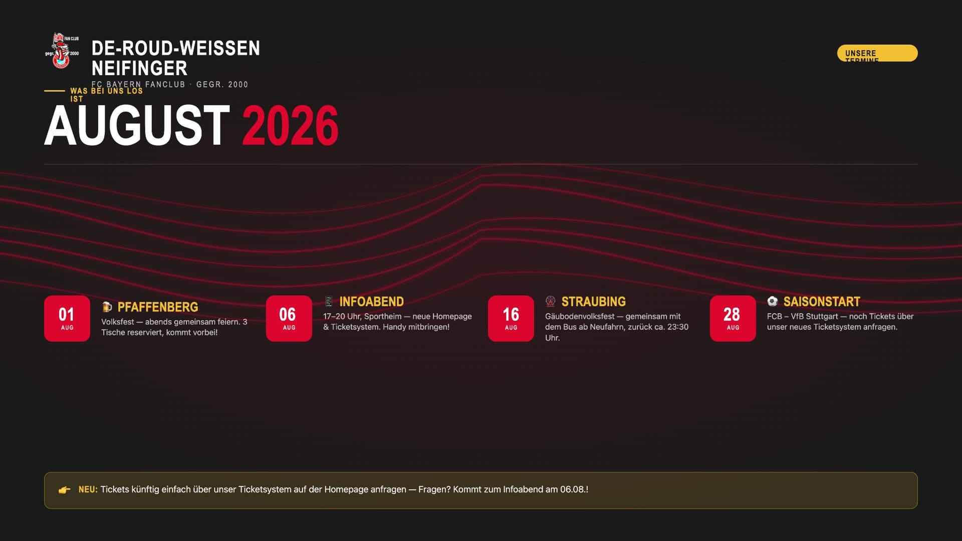Infoabend, Volksfest & Saisonbeginn
